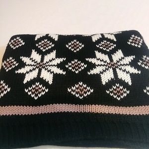 Charter Club Fair Isle Knit Scarf Black Dusty Pink 12x70